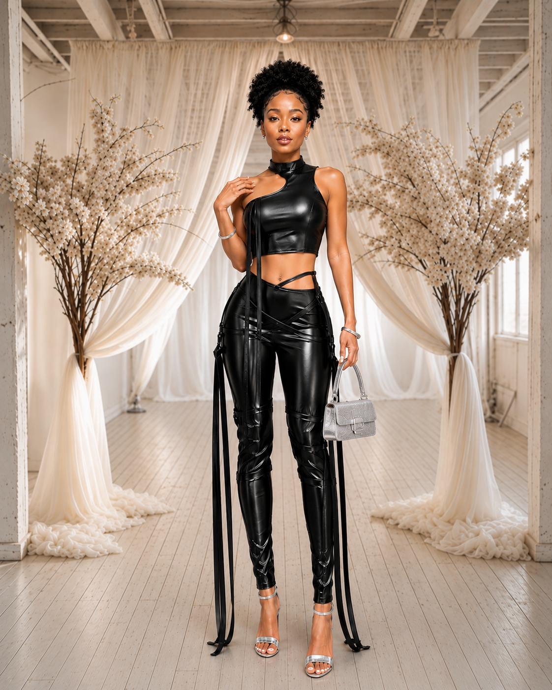 Midnight Faux Leather Two-Piece Set