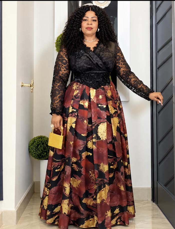 Burgundy Lace Maxi Gown