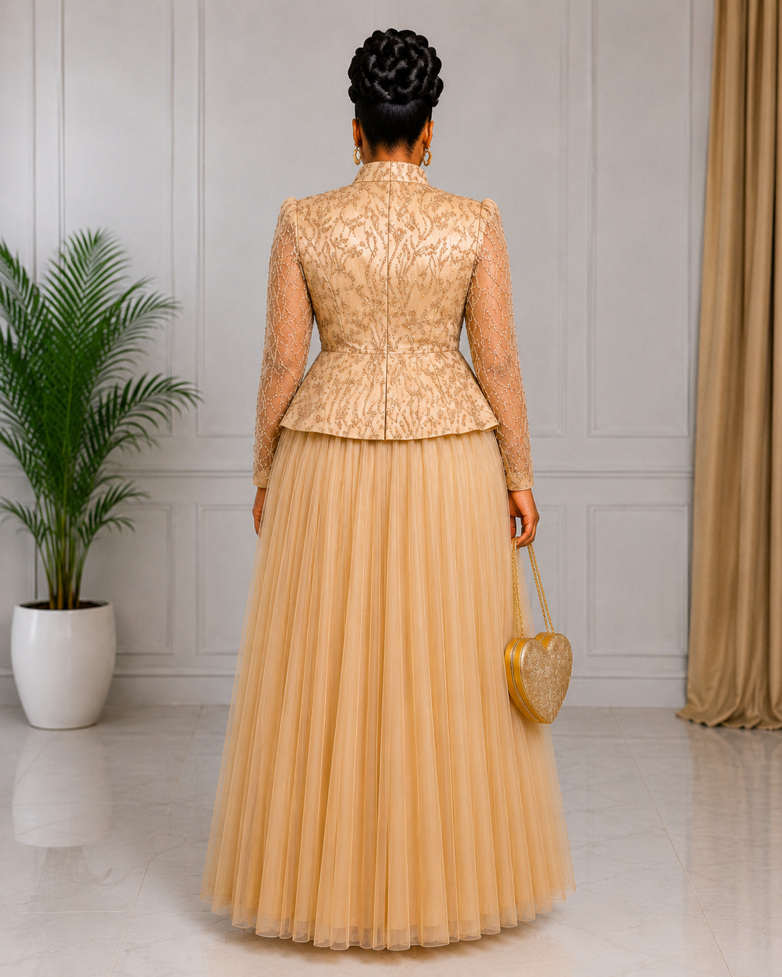 Champagne Royale Embellished Gown Set