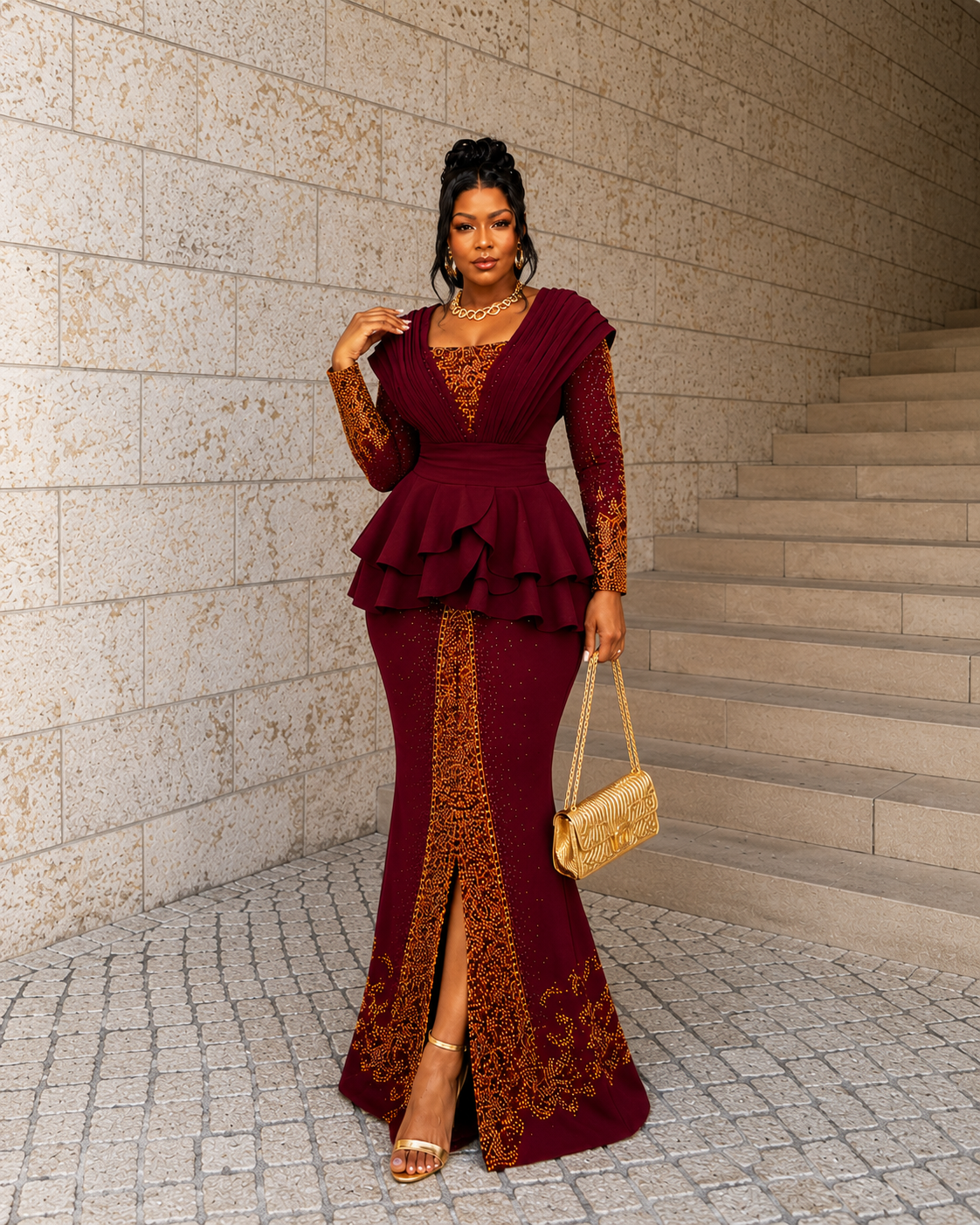 Royal Bordeaux Elegance Gown