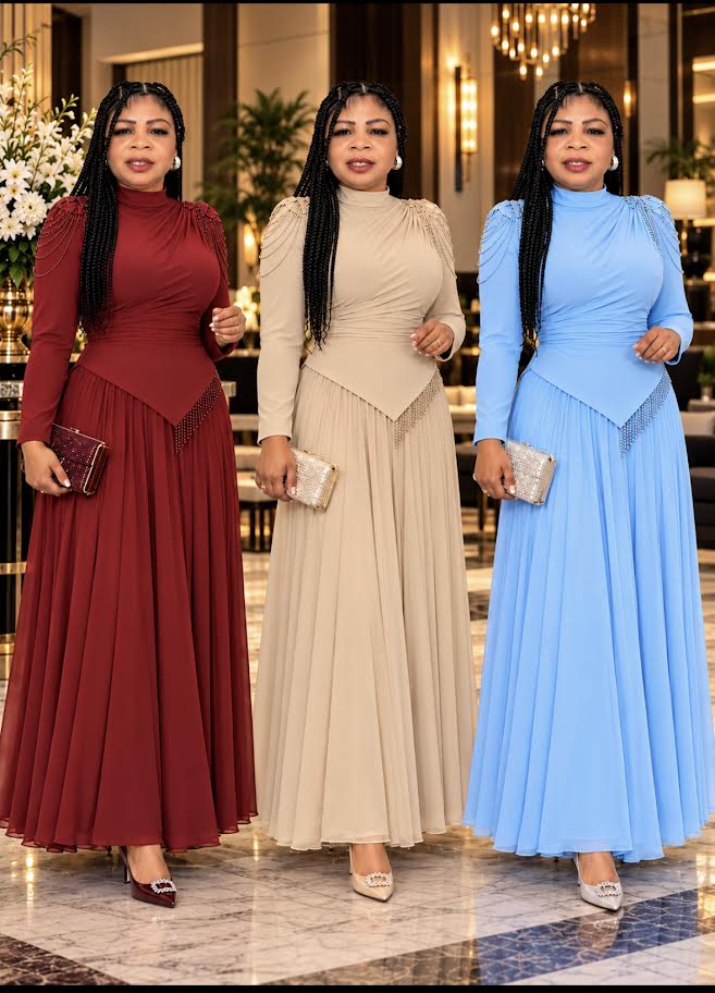 Royal Elegance Pleated Maxi Gown