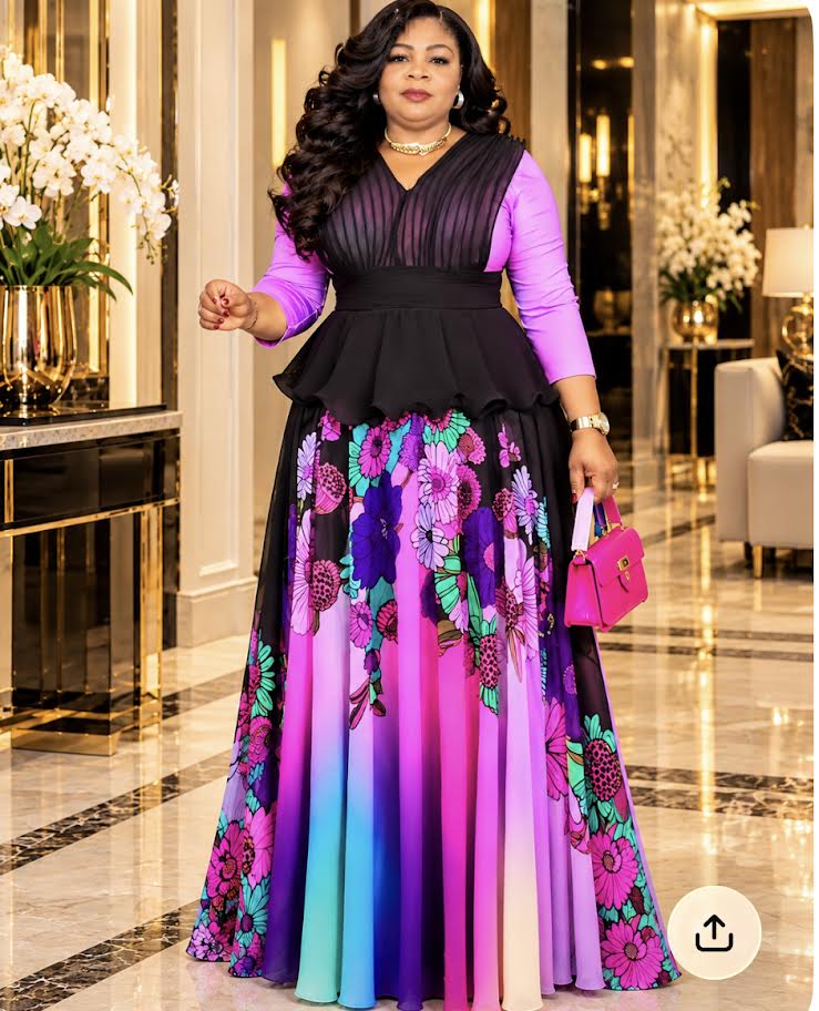 Royal Bloom Luxe Peplum Maxi Gown