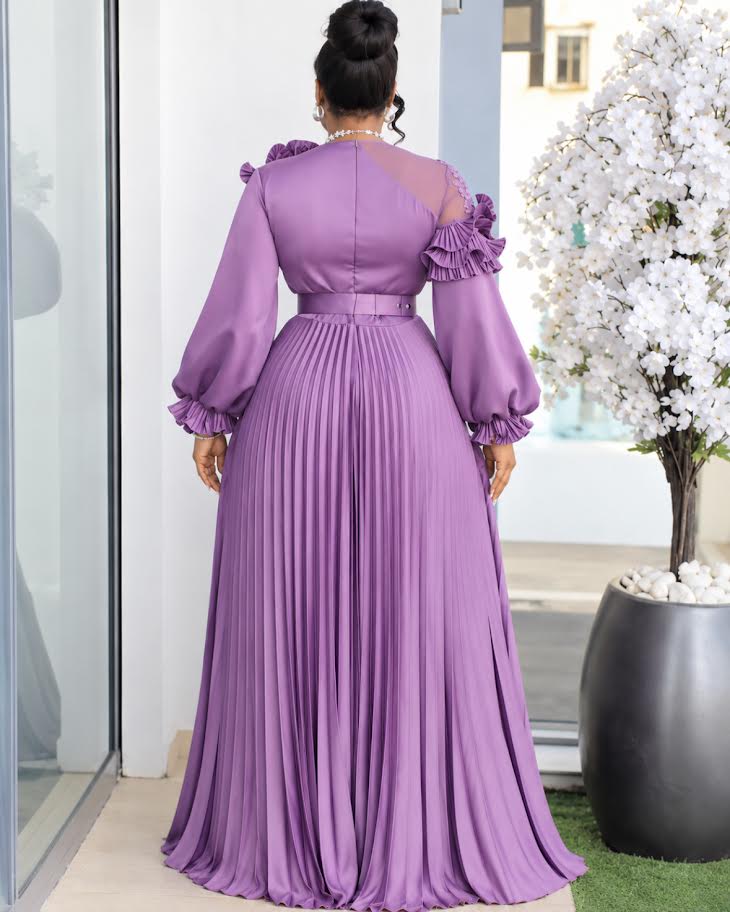 Lavender Luxe Pleated Maxi Gown.