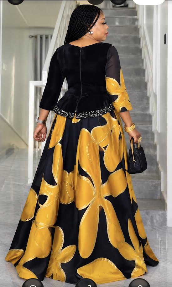 Golden Bloom Luxe Maxi Gown