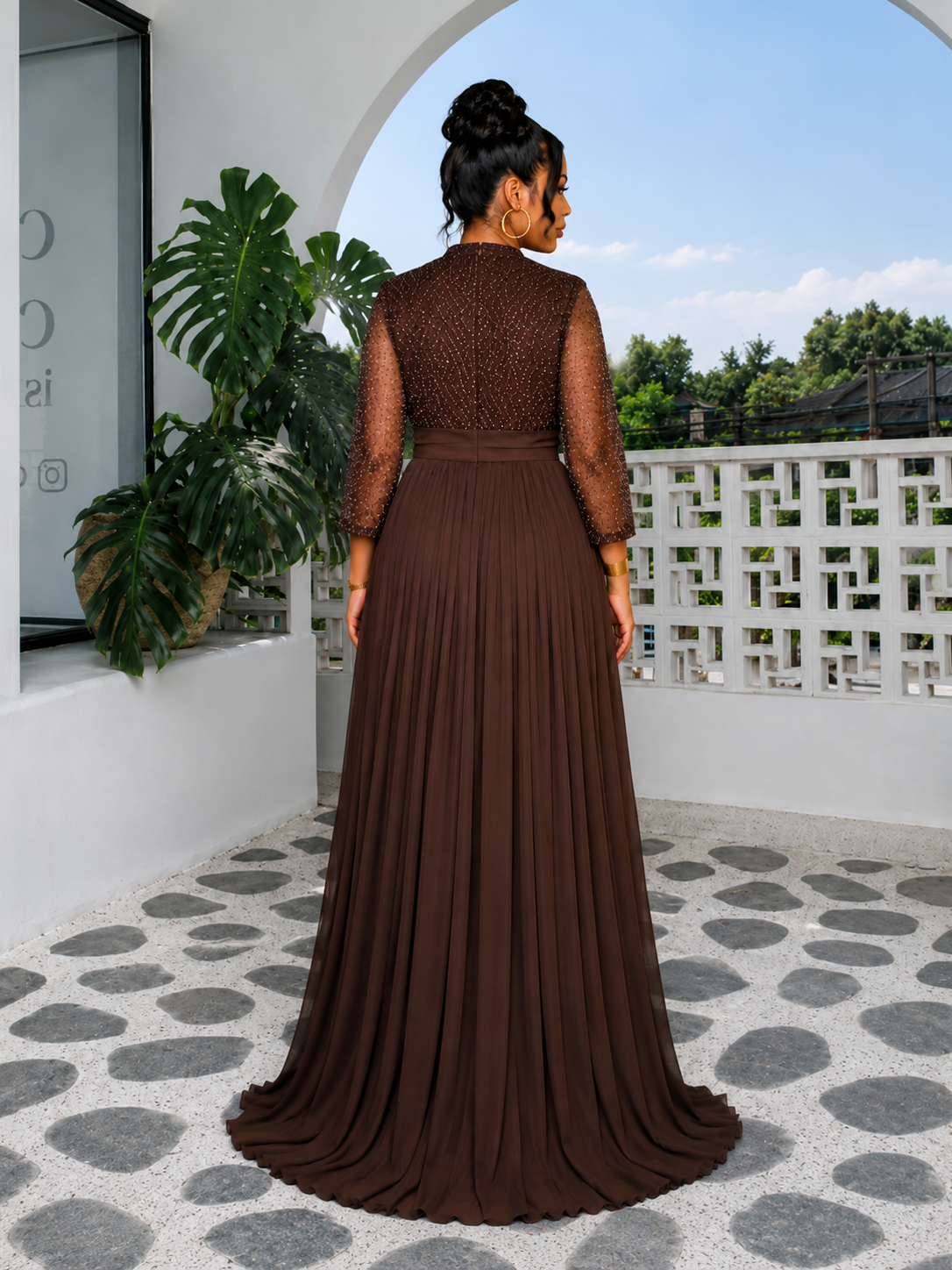 Royal Mocha Cascade Gown