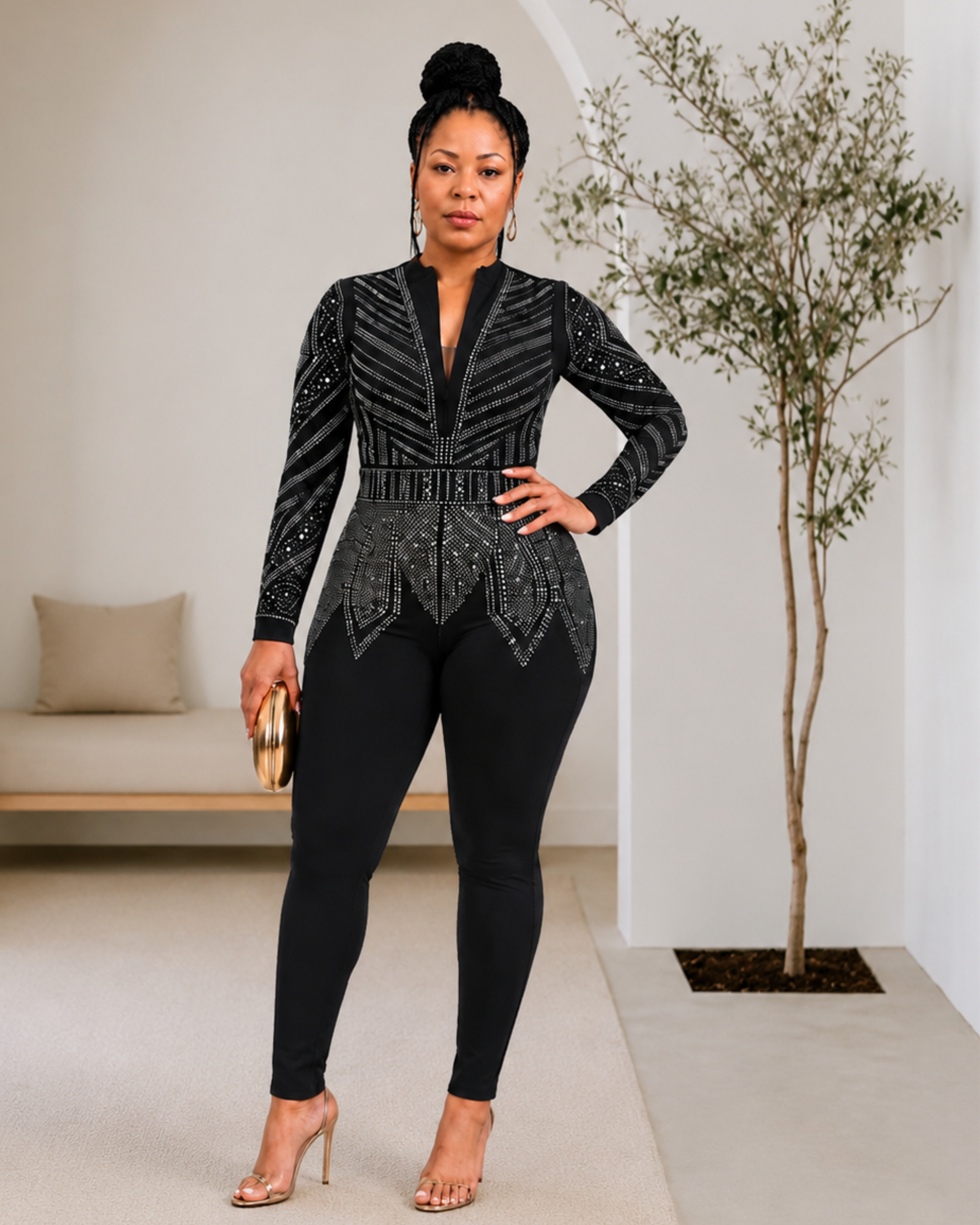 Midnight Luxe Rhinestone Jumpsuit
