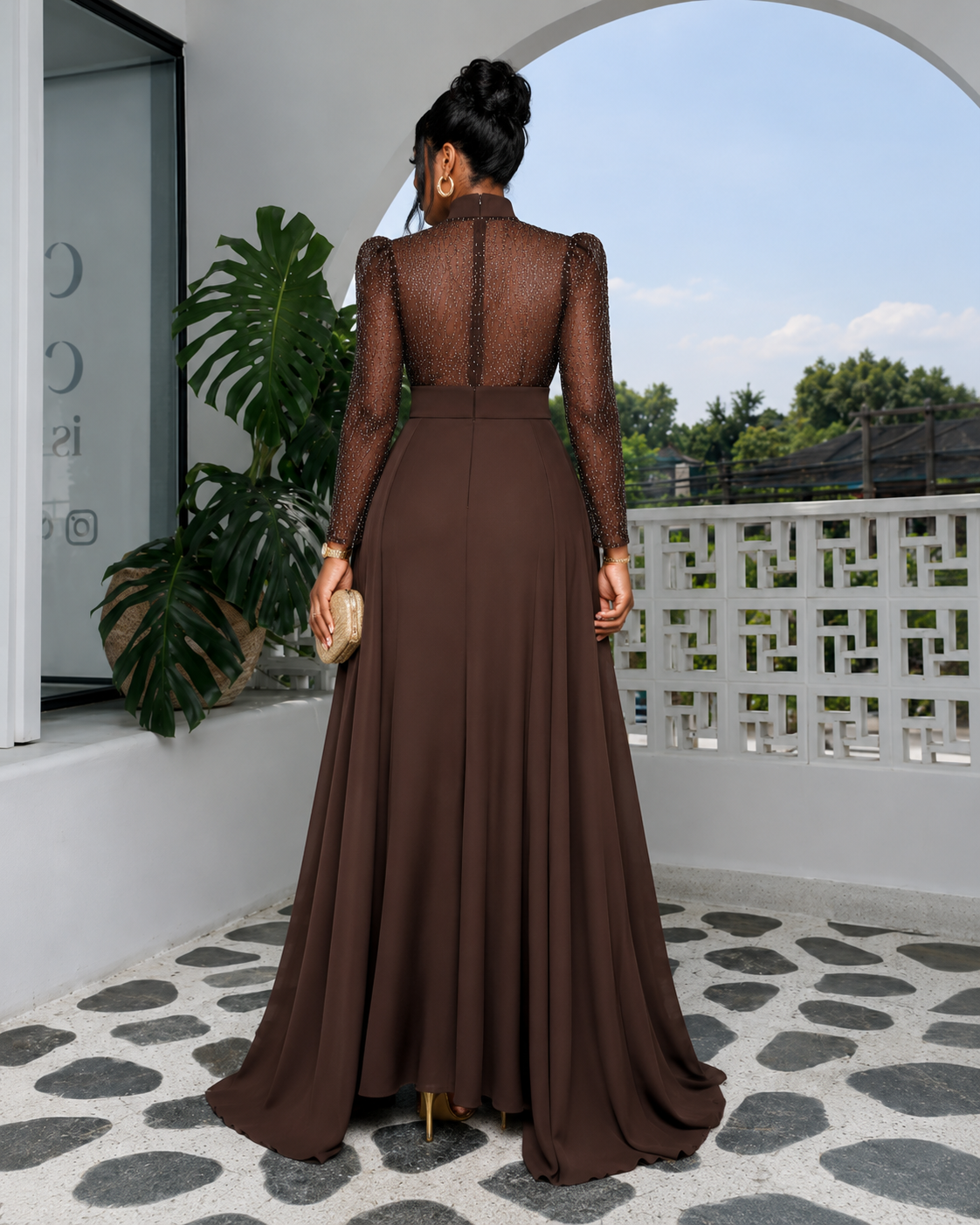 Royal Mocha Cascade Gown