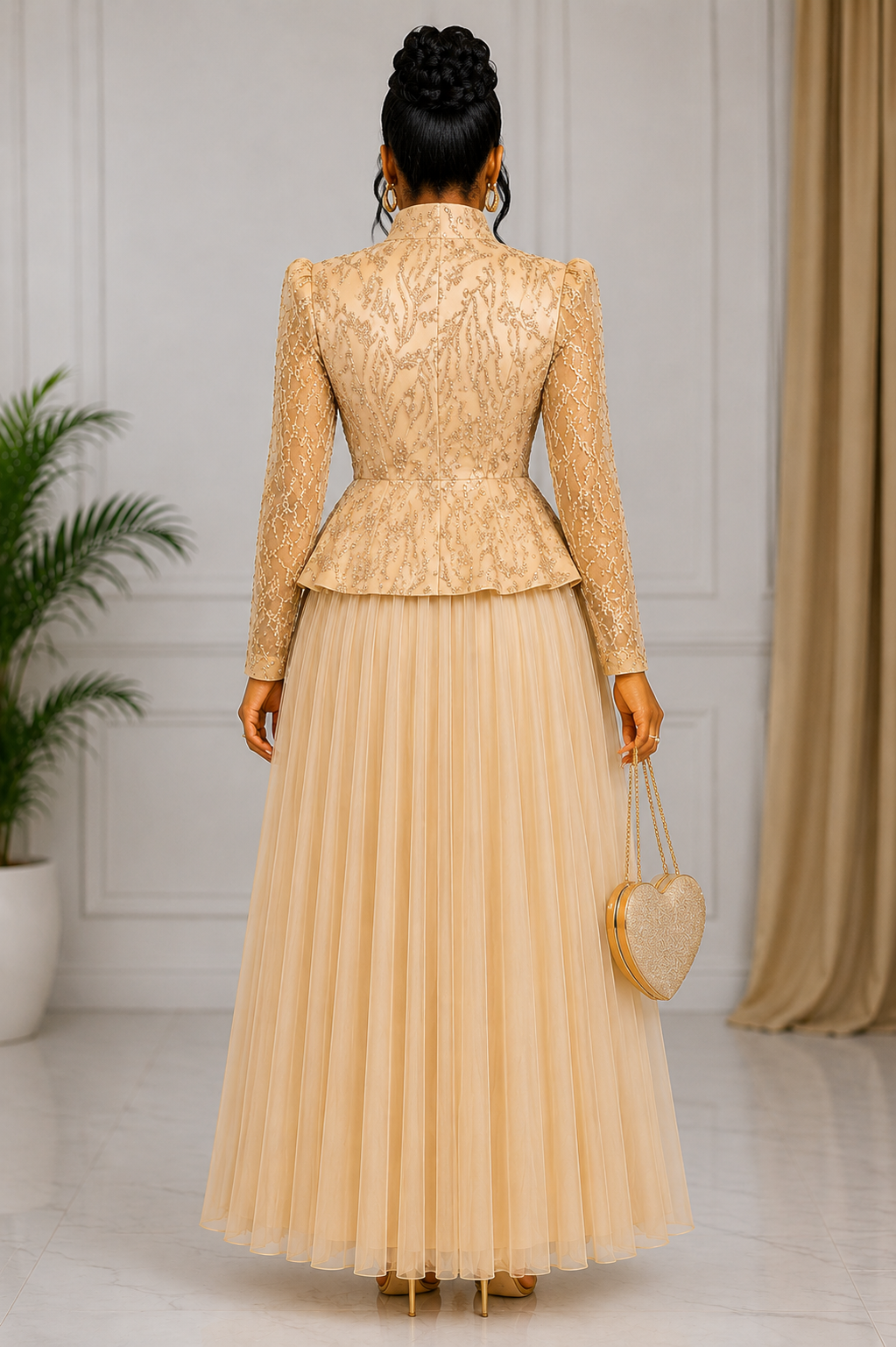 Champagne Royale Embellished Gown Set