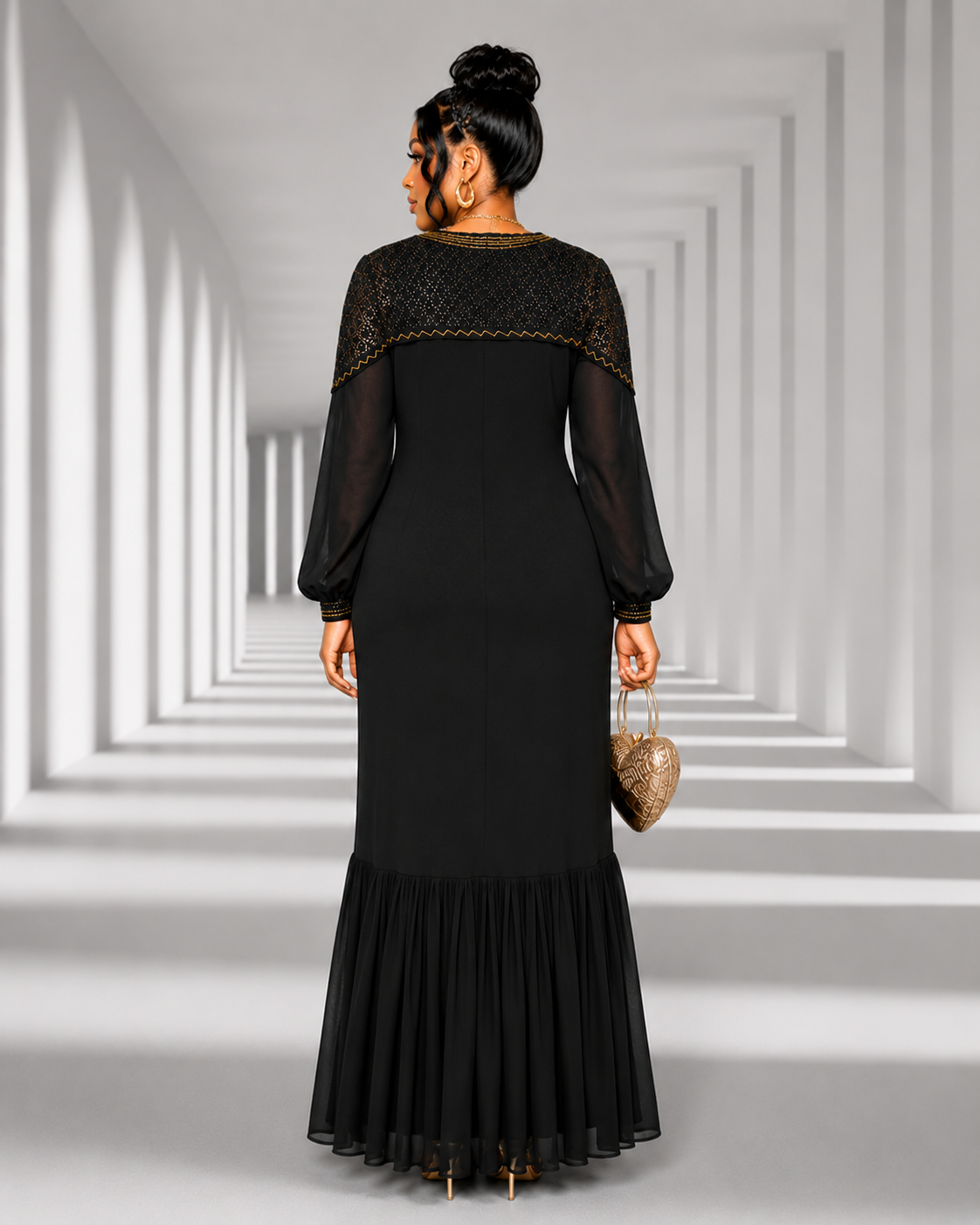 Midnight Majesty Embellished Maxi Gown