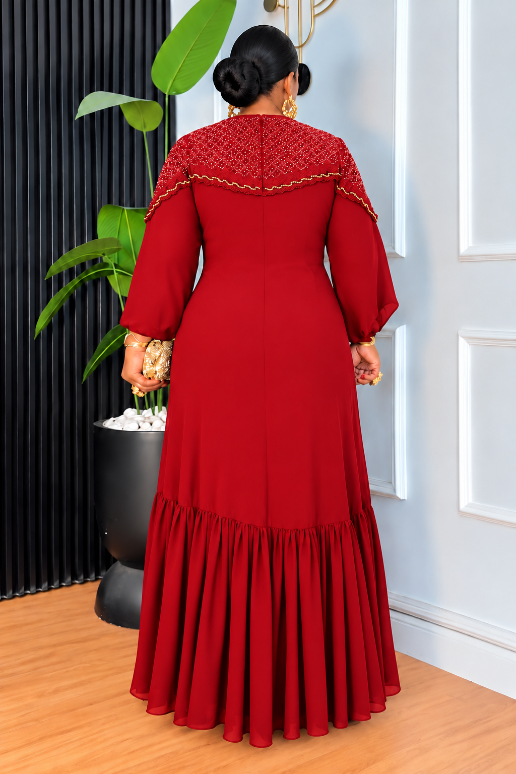 Midnight Majesty Embellished Maxi Gown