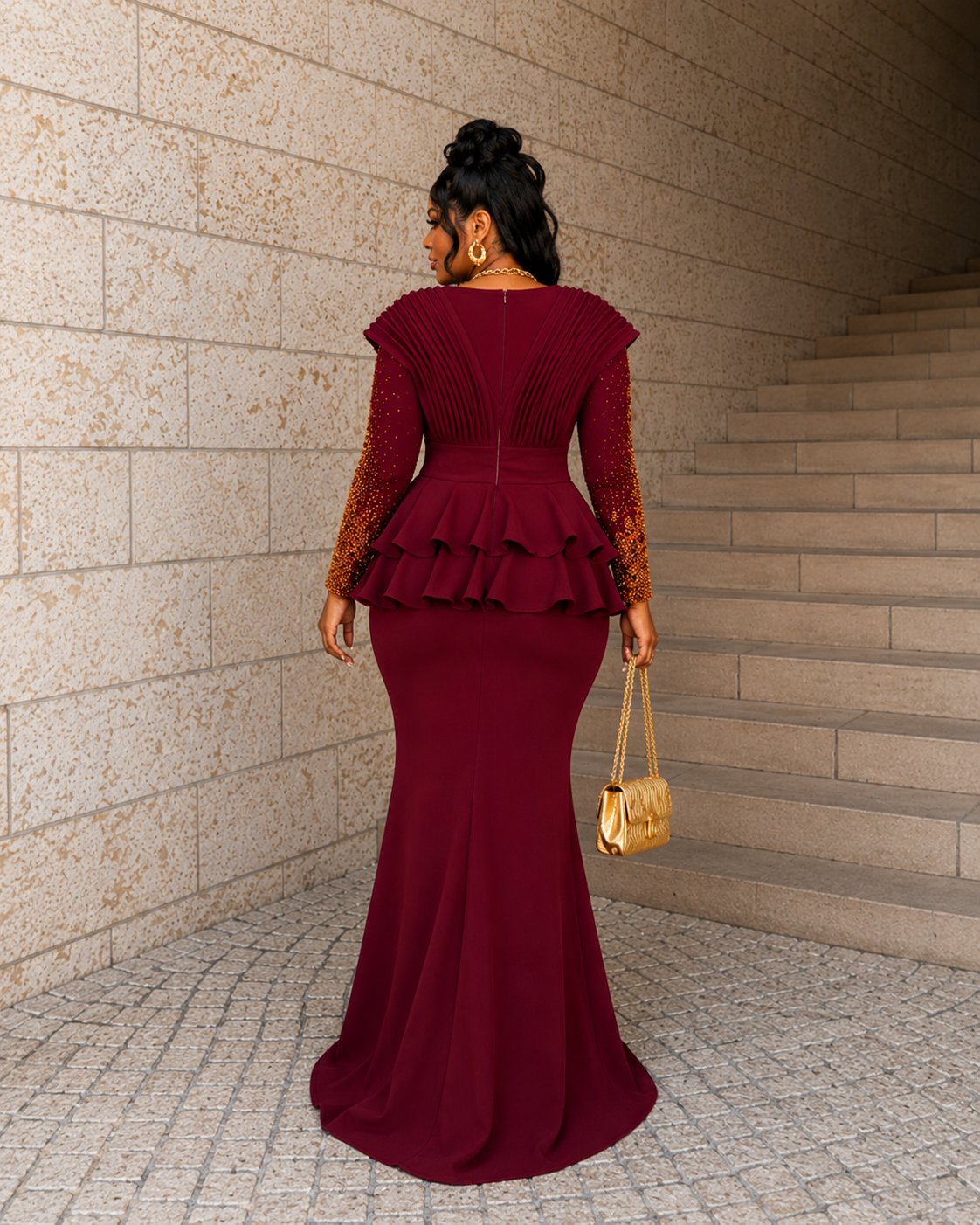 Royal Bordeaux Elegance Gown