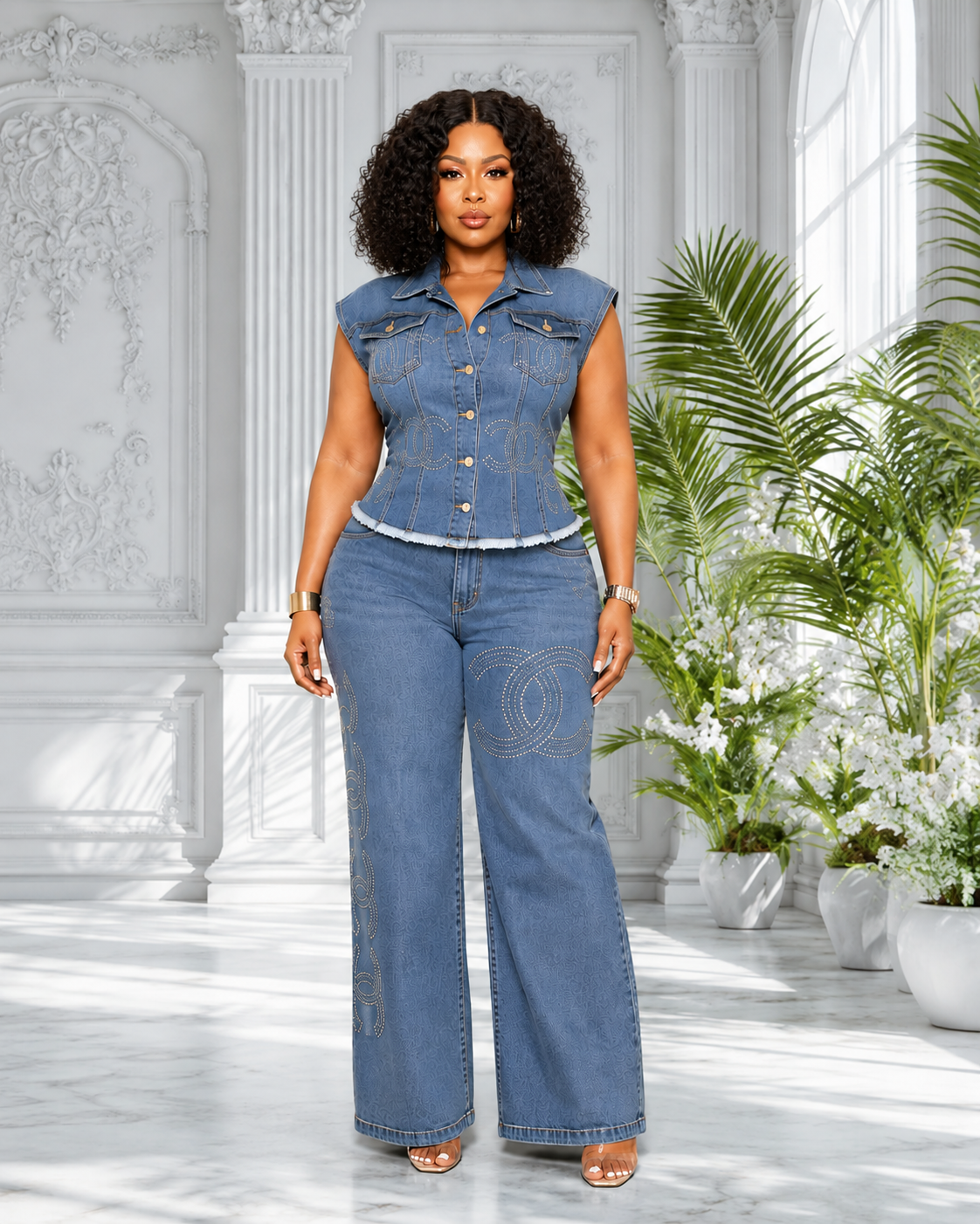Luxe Denim Sparkle Set