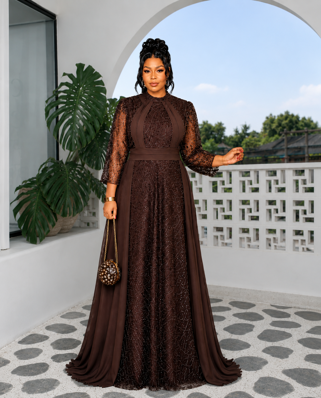 Royal Mocha Cascade Gown