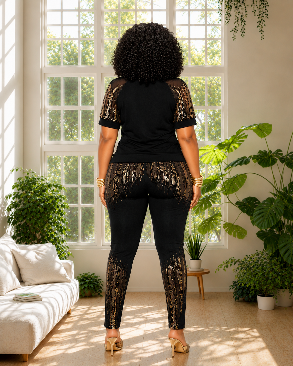 Midnight Luxe Gold Cascade Two-Piece Set